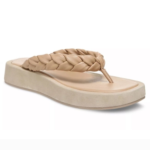 Vince Nita Braided Platform Thong Sandal Flip Flop Tan Women's 8 - Picture 1 of 14